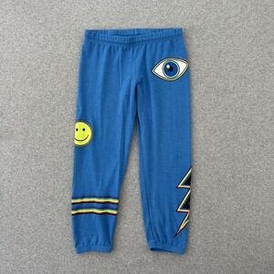 Lauren Moshi Pants Womens Small Blue Jogger Rainbow Eye Smiley Lightning Graphic